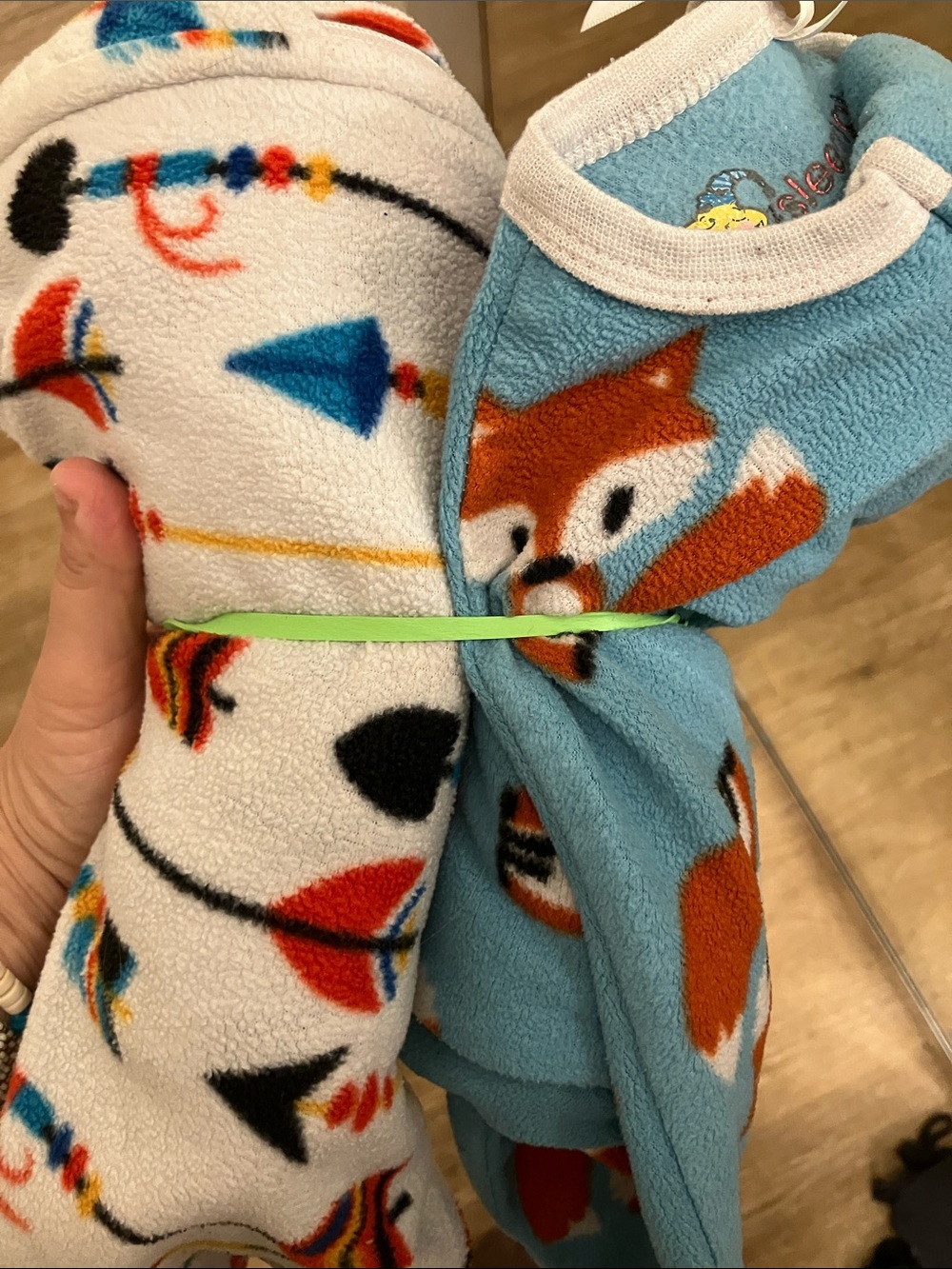 Blue Fox & Arrow Print Fleece Baby Blanket Set